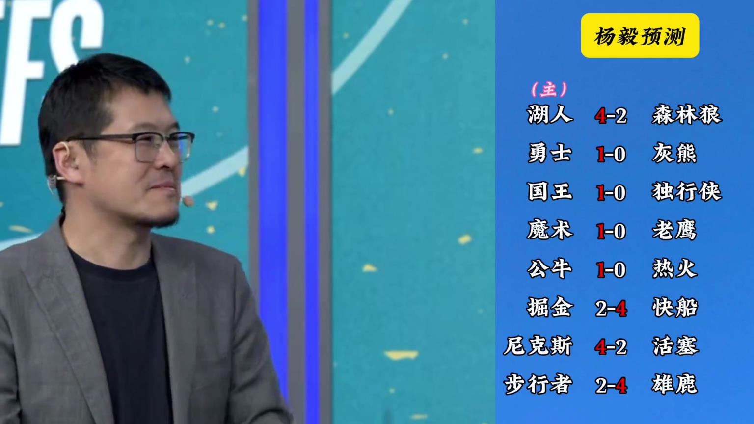 明燈來(lái)了！看看楊毅的季后賽預(yù)測(cè)：湖人4-2狼 快船4-2掘金